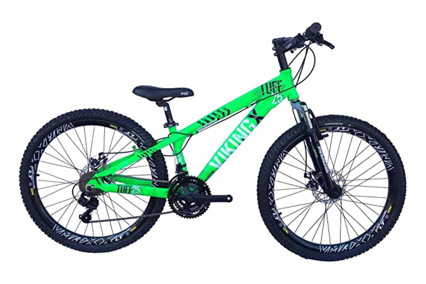 Bicicleta Viking X TUFF25 Freeride Aro 26 Freio a Disco 21 Velocidades Cambios Shimano Verde Neon Viking