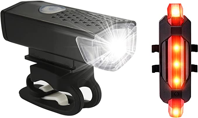 Kit de luzes de bicicleta recarregavel conjunto de farol e lanterna traseira liberacao rapida impermeavel varios modos de luz 2 cabos USB incluidos
