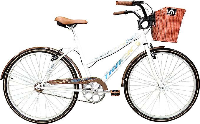 Bicicleta Aro 26 Retro Confort Classic Plus Branco sem Marcha Track Bikes