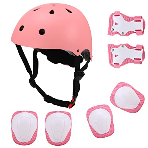 Homesen Conjunto de capacete e almofadas infantil 7 em 1 joelheiras ajustaveis almofadas de cotovelo protetores de pulso para patinete skate patins ciclismo ciclismo
