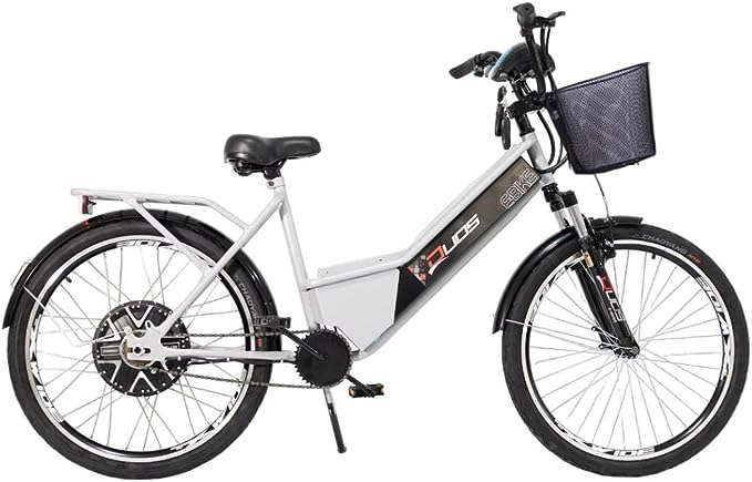 Bicicleta Eletrica Confort 800W 48V 15Ah Prata com Cestinha