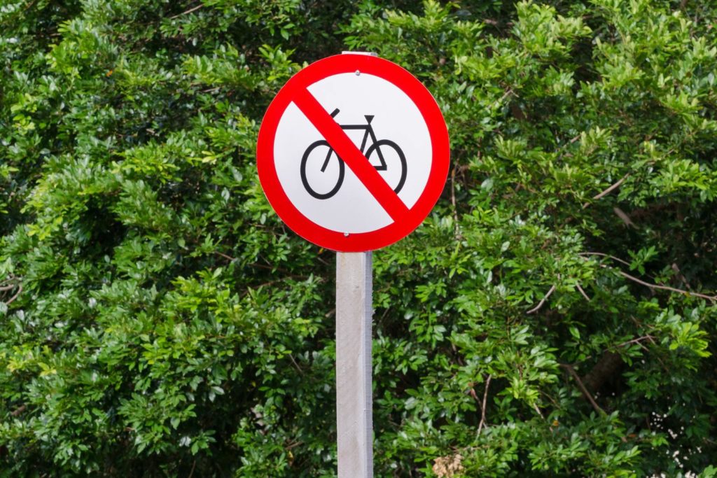 Proibido andar de bicicleta Onde nao pode