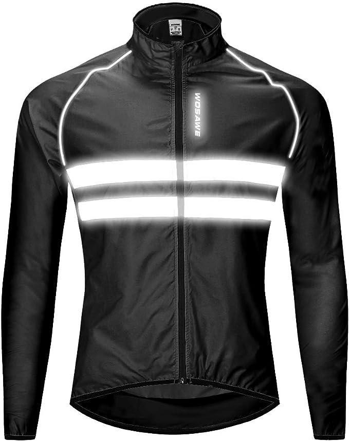 WOSAWE Jaqueta de ciclismo embalavel com capuz jaqueta leve corta vento para ciclismo