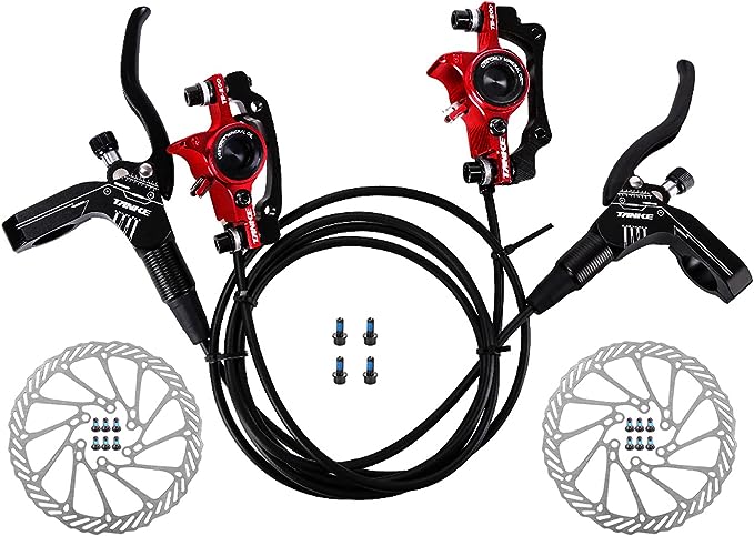 mingzhe Conjunto de pincas de freios a disco hidraulicos dianteiros traseiros de bicicleta para kit de alavanca de freio esquerdo direito de mountain bike MTB com rotor de disco de 160 mm